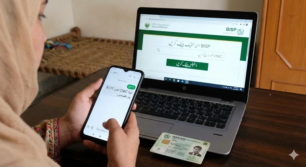 BISP 8171 Check Status By Cnic Or SMS