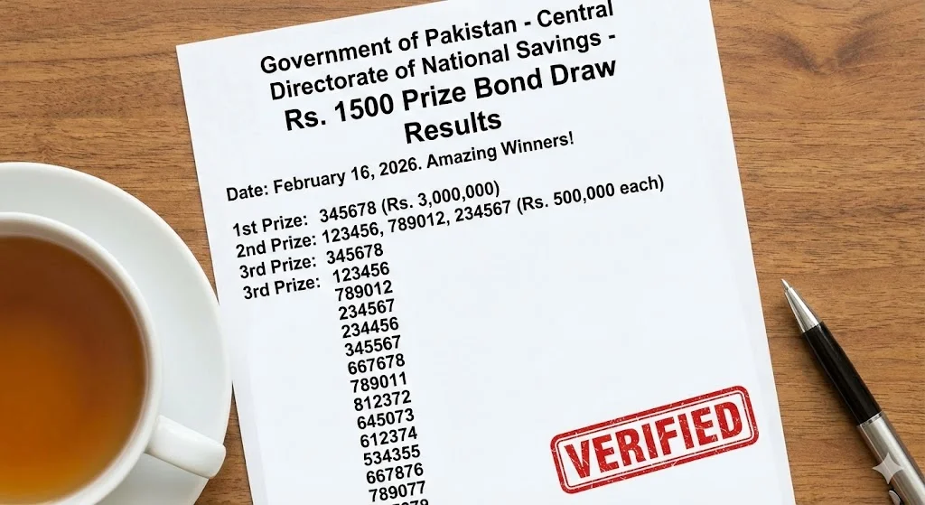Rs1500 Prize Bond Results Feb 16 2026: Amazing Winners!