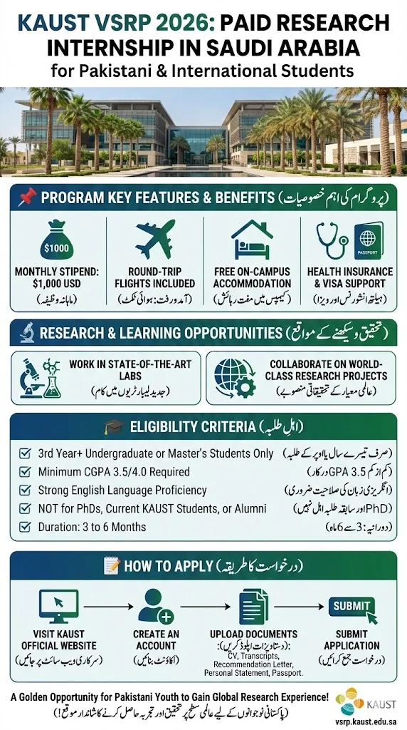 Saudi Arabia Opens Fully Funded Internship for Pakistani Students at KAUST